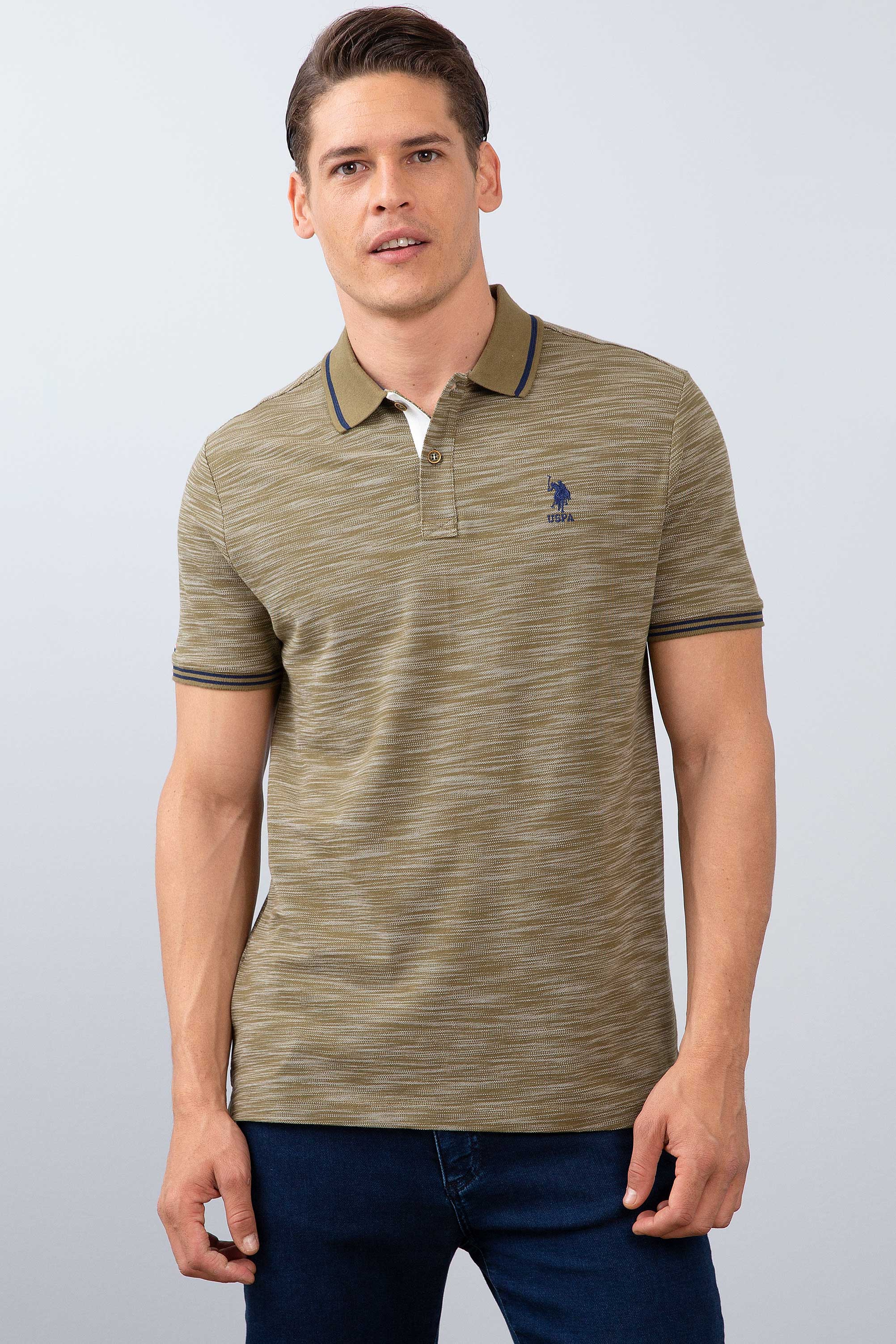 Erkek Haki Polo Yaka T-Shirt - Image 1
