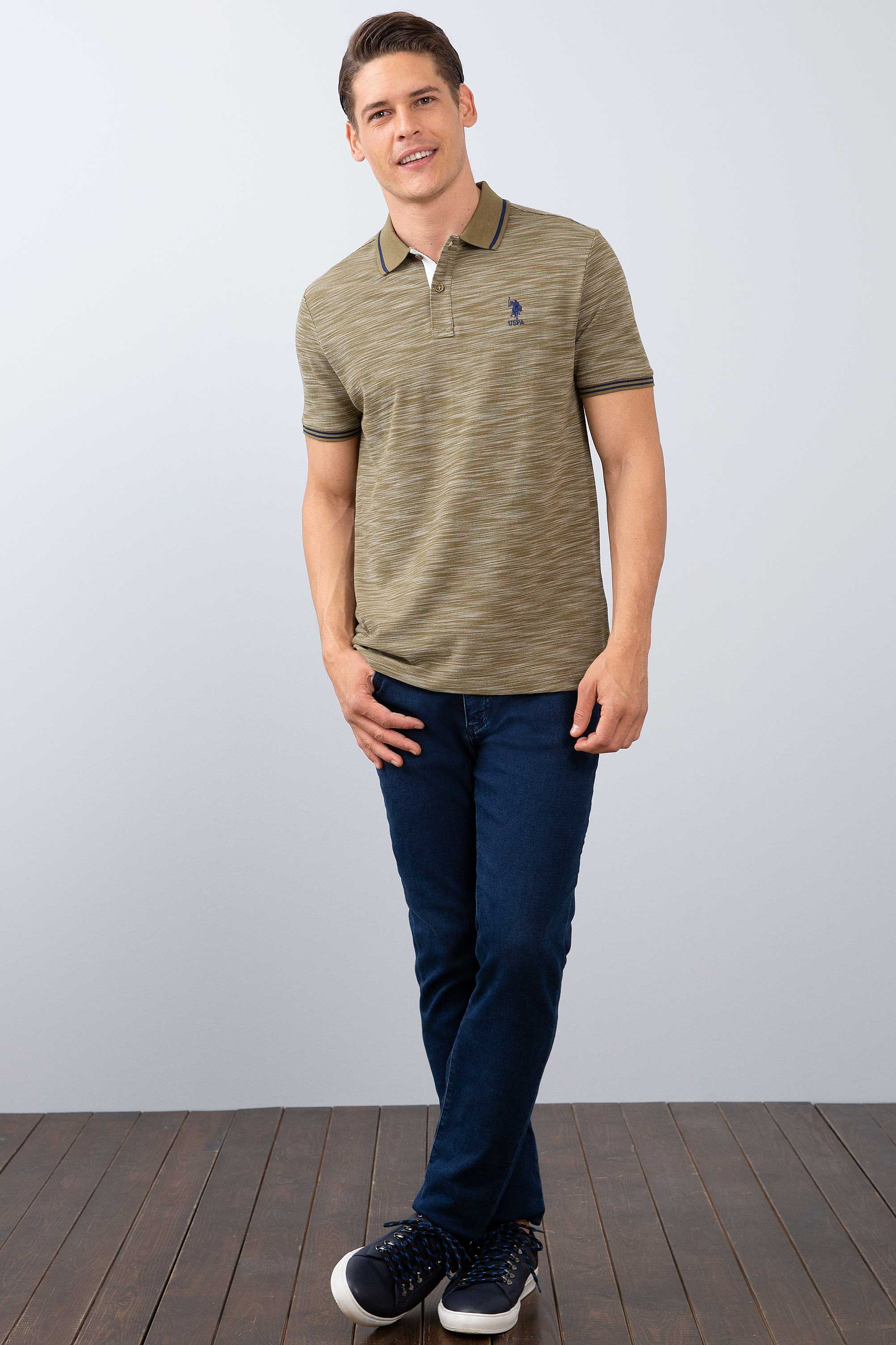 Erkek Haki Polo Yaka T-Shirt