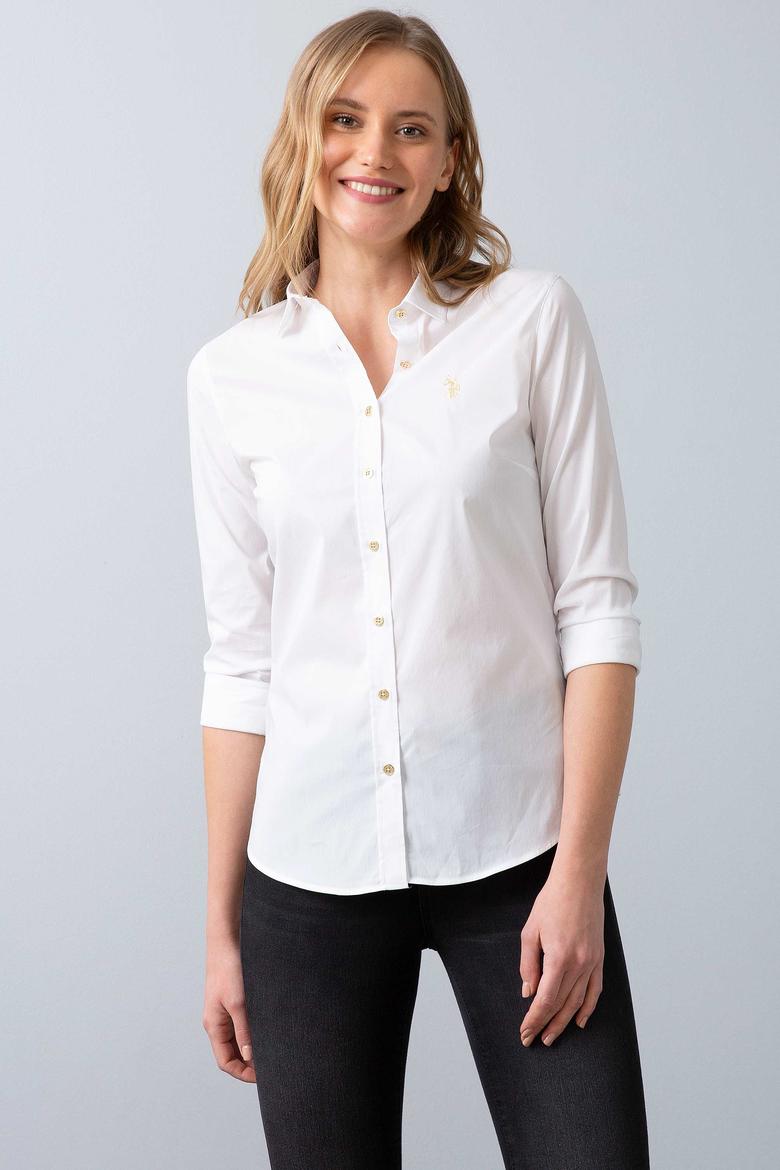 Beyaz Gömlek Uzunkol Basic