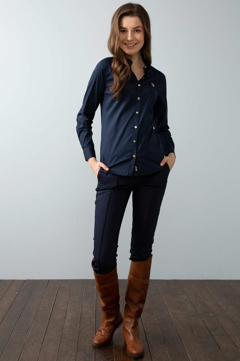Lacivert Gömlek Uzunkol Basic