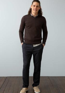 Erkek Kahverengi Triko Kazak Basic - 50192670084