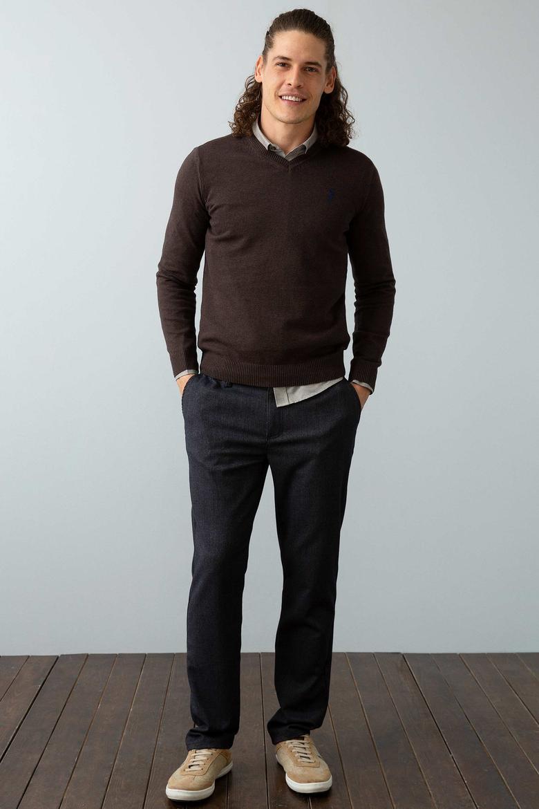 Erkek Kahverengi Triko Kazak Basic - 50192670084