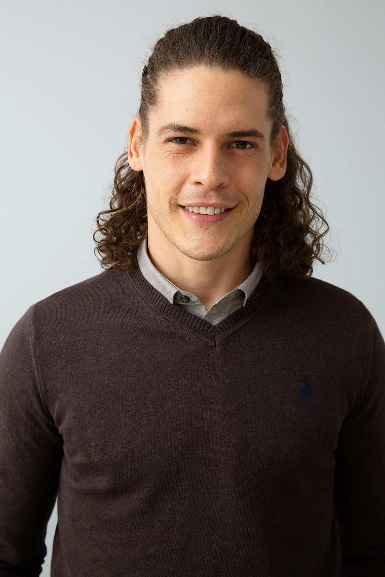 Erkek Kahverengi Triko Kazak Basic - 50192670084