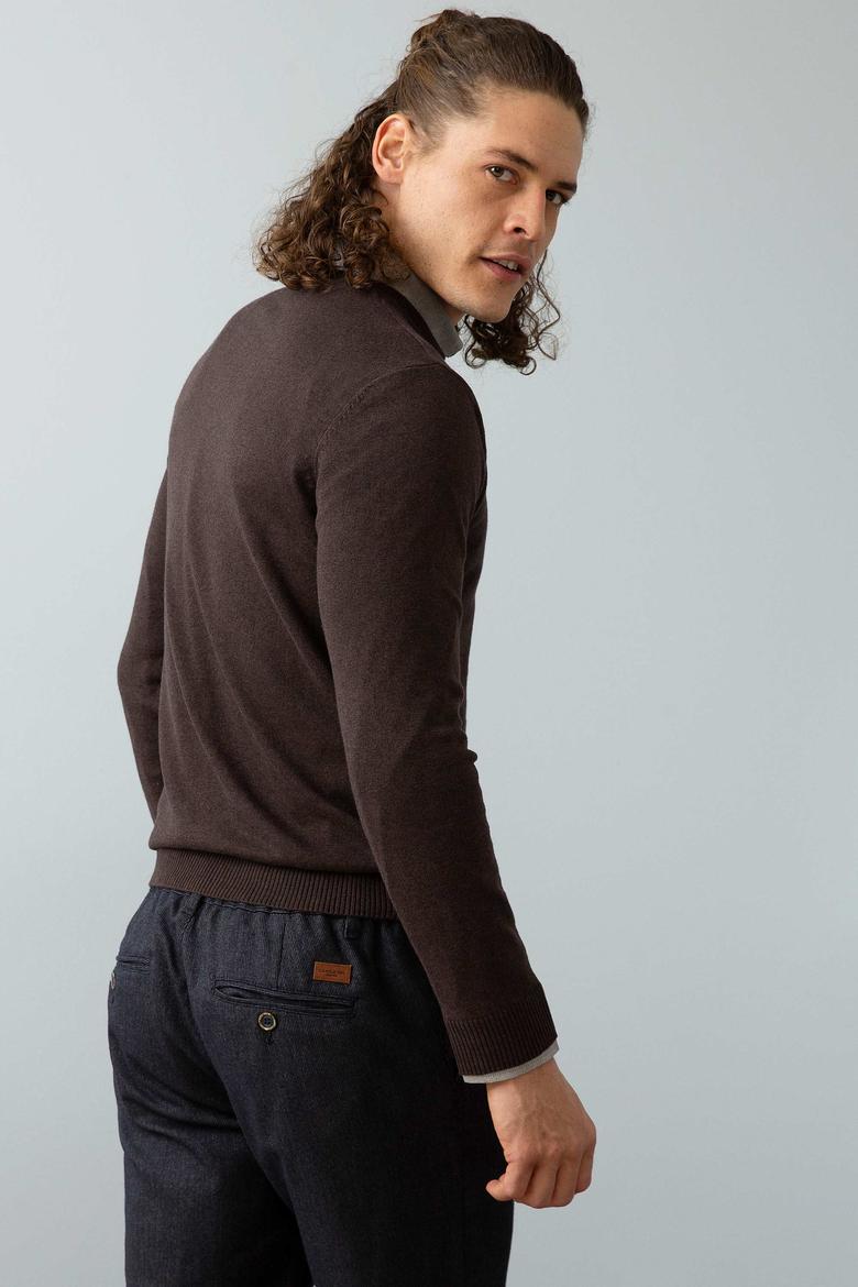 Erkek Kahverengi Triko Kazak Basic - 50192670084