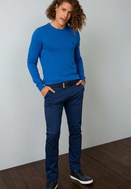 Erkek Mavi Triko Kazak Basic - 50196456022