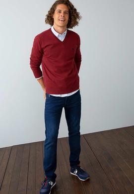 Erkek Kırmızı Triko Kazak Basic - 50192670064