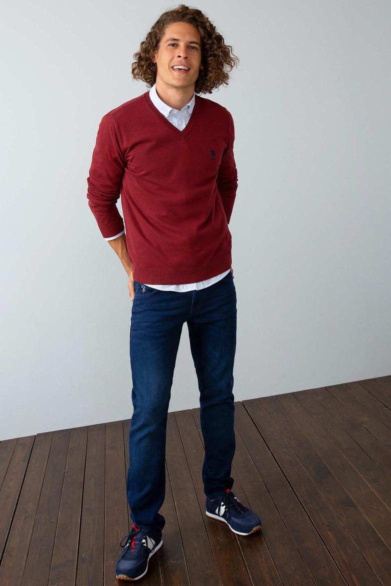 Erkek Kırmızı Triko Kazak Basic - 50192670064