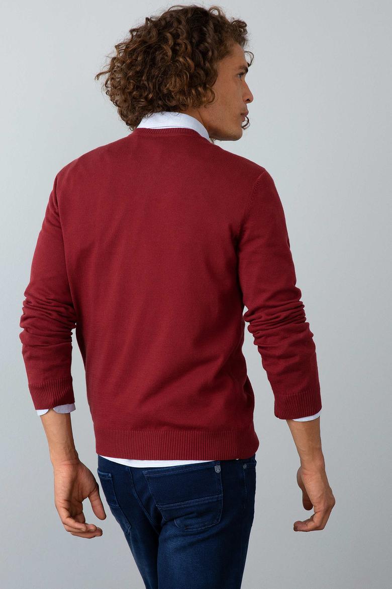 Erkek Kırmızı Triko Kazak Basic - 50192670064