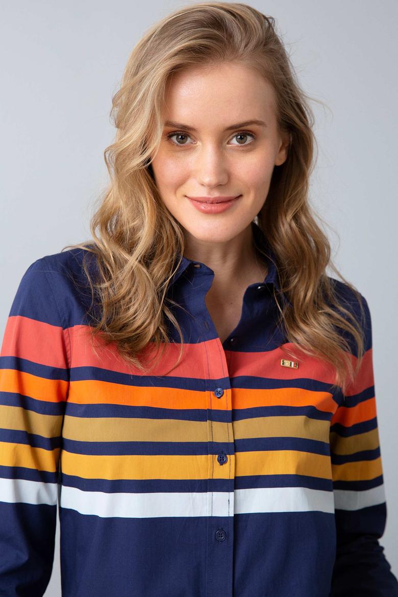 Lacivert Gömlek Uzunkol