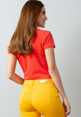 Kadın Nar Çiçeği Basic Polo Yaka Tişört - 50198886104