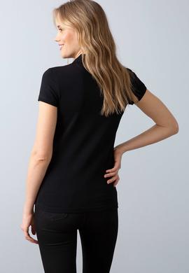 Kadın Siyah Polo Yaka T-Shirt Basic - 50198886138