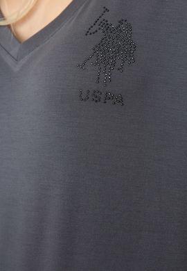 Kadın Gri V - Yaka T-Shirt Basic - 50201148023