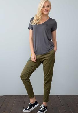 Kadın Gri V - Yaka T-Shirt Basic - 50201148023