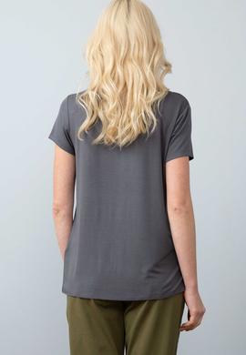 Kadın Gri V - Yaka T-Shirt Basic - 50201148023