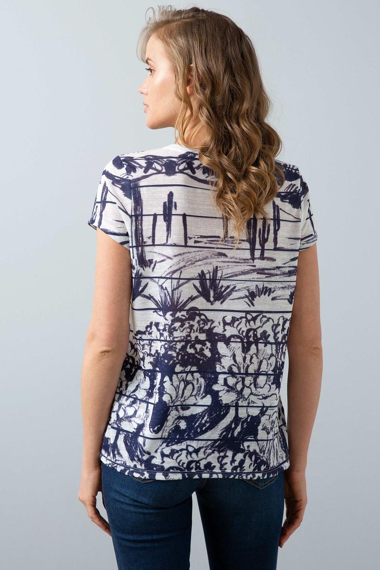 Kadın Lacivert Bisiklet Yaka T-Shirt - 50202091009