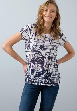 Kadın Lacivert Bisiklet Yaka T-Shirt - 50202091009