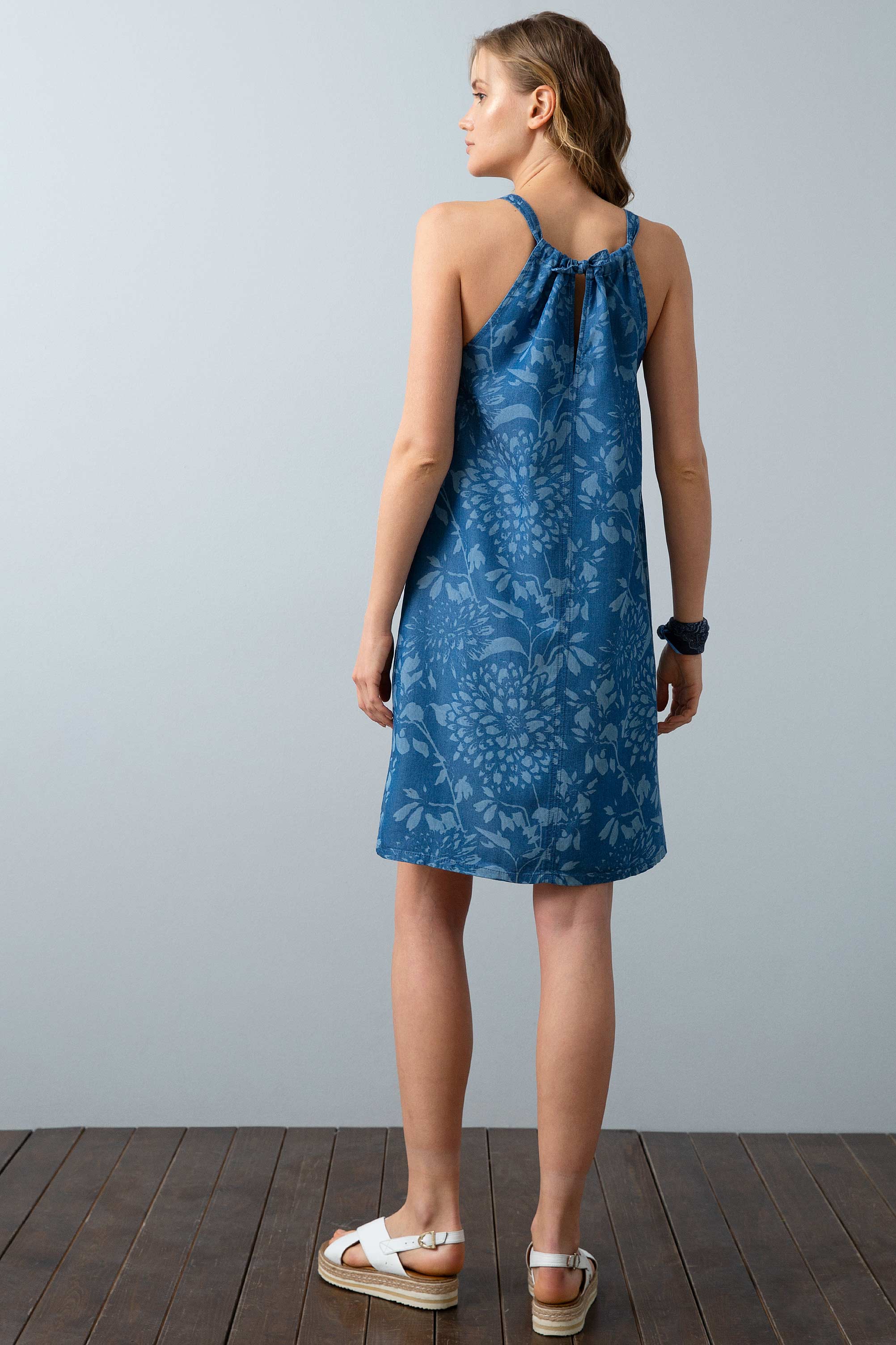 Kadın Mavi Denim Elbise - Image 3