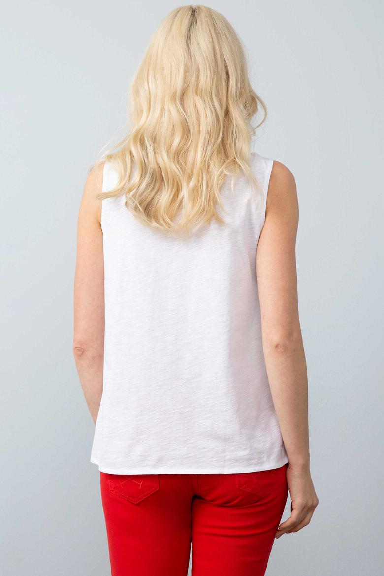 Kadın Beyaz V - Yaka Kolsuz Tişört - 50202062001