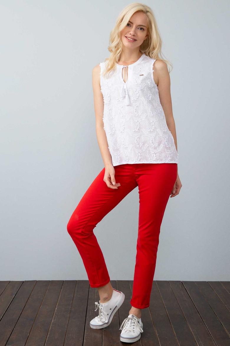 Kadın Beyaz V - Yaka Kolsuz Tişört - 50202062001