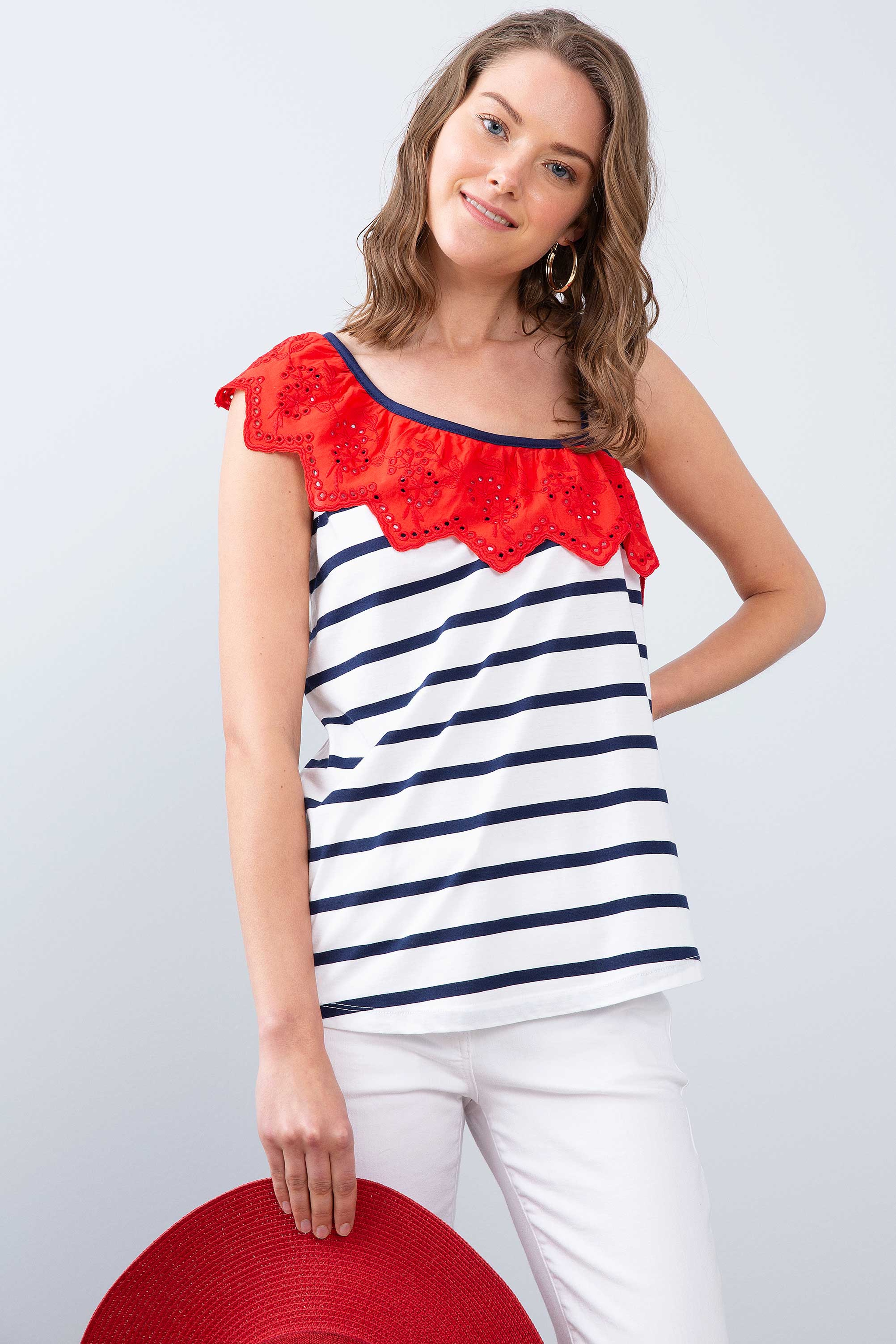 Kadın Lacivert Fashion Yaka T-Shirt - Image 1