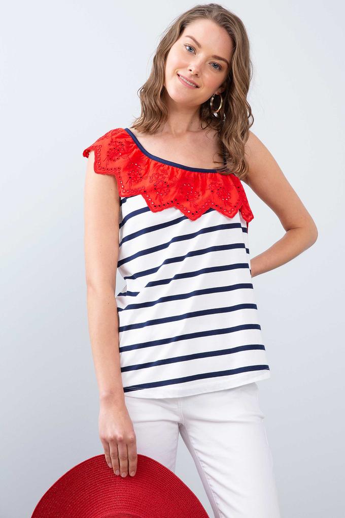 Kadın Lacivert Fashion Yaka T-Shirt