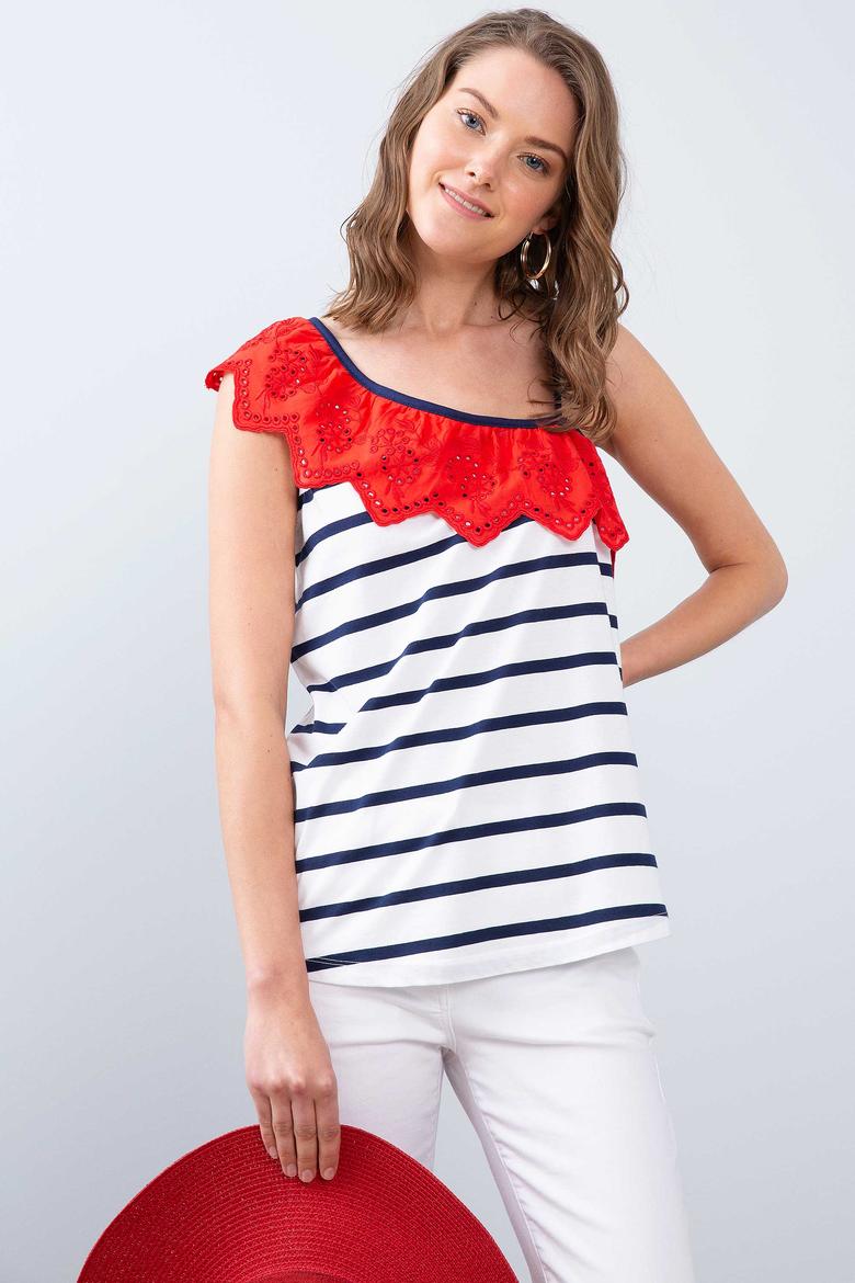 Kadın Lacivert Fashion Yaka T-Shirt