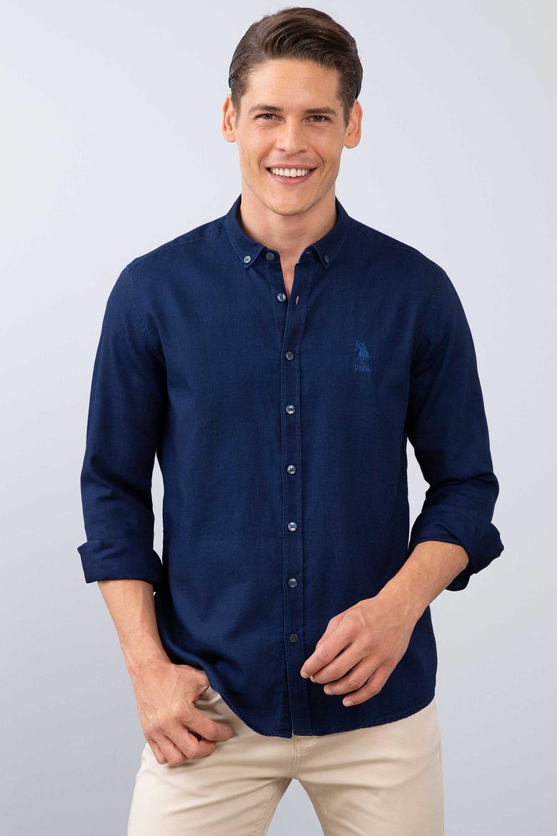 Erkek Lacivert Gömlek Uzunkol