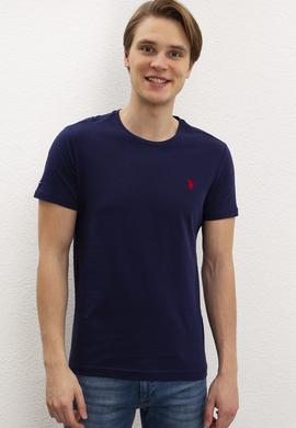 Erkek Lacivert Bisiklet Yaka T-Shirt Basic - 50199564012