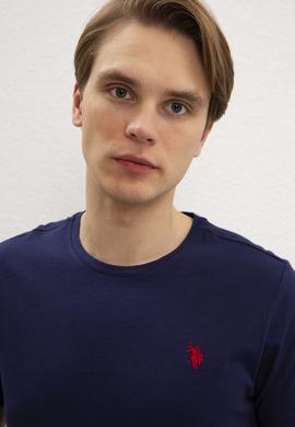 Erkek Lacivert Bisiklet Yaka T-Shirt Basic - 50199564012