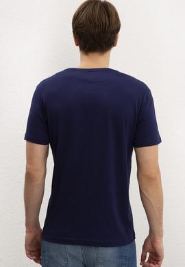 Erkek Lacivert Bisiklet Yaka T-Shirt Basic - 50199564012