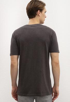 Erkek Antrasit V-Yaka T-Shirt Basic - 50199790122