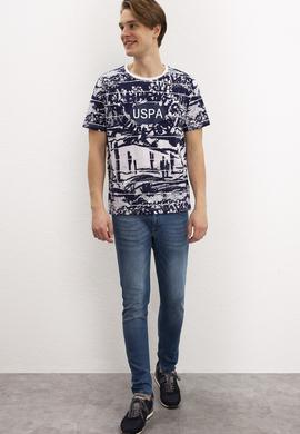 Erkek Lacivert Bisiklet Yaka T-Shirt - 50199807020