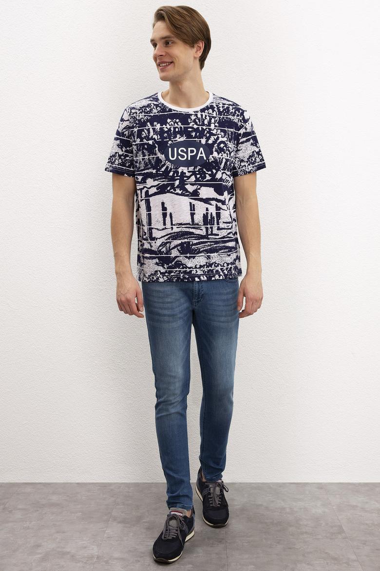 Erkek Lacivert Bisiklet Yaka T-Shirt - 50199807020