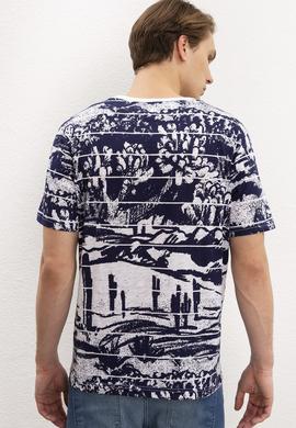 Erkek Lacivert Bisiklet Yaka T-Shirt - 50199807020