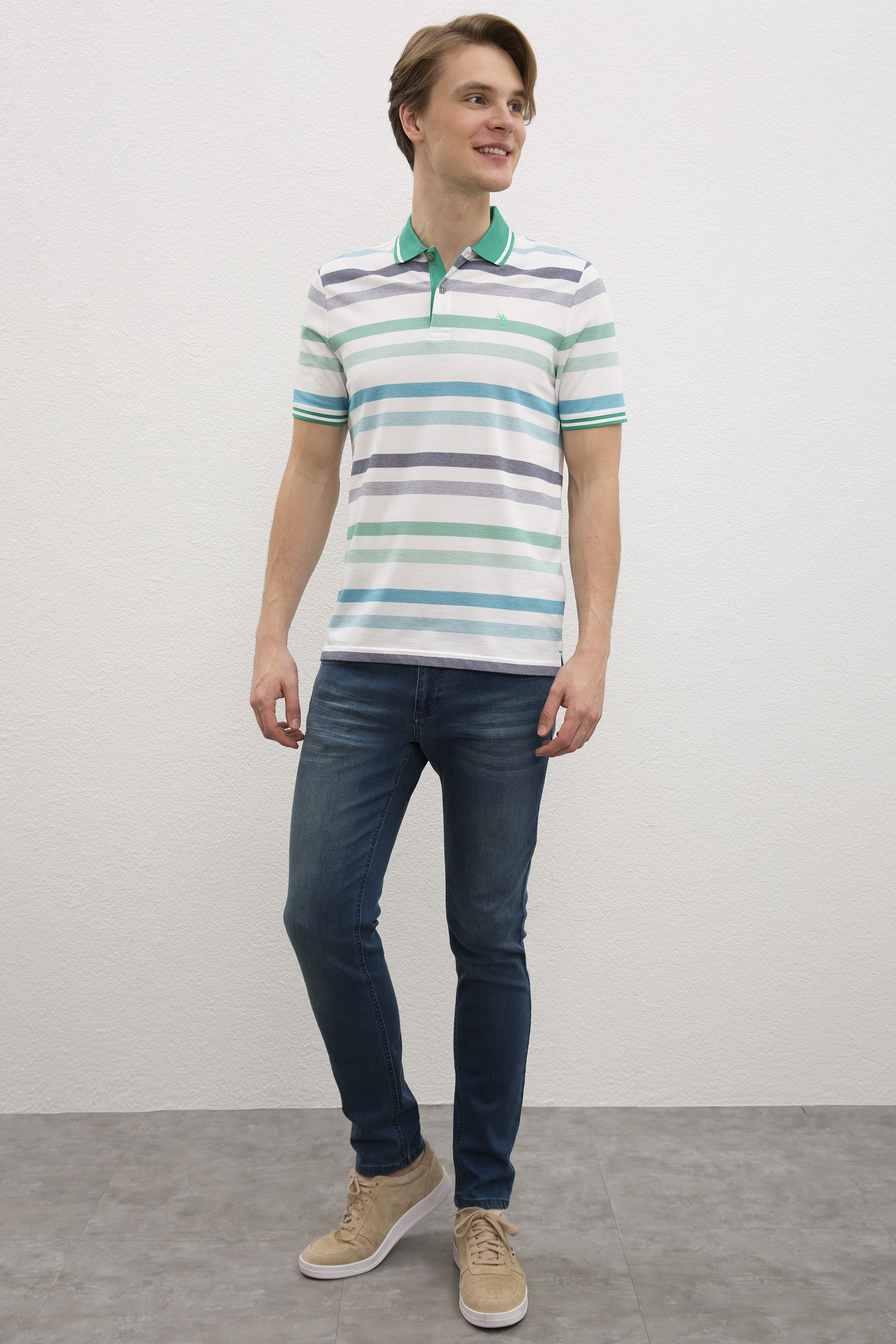 Erkek Mint Yeşili Polo Yaka T-Shirt - Image 4