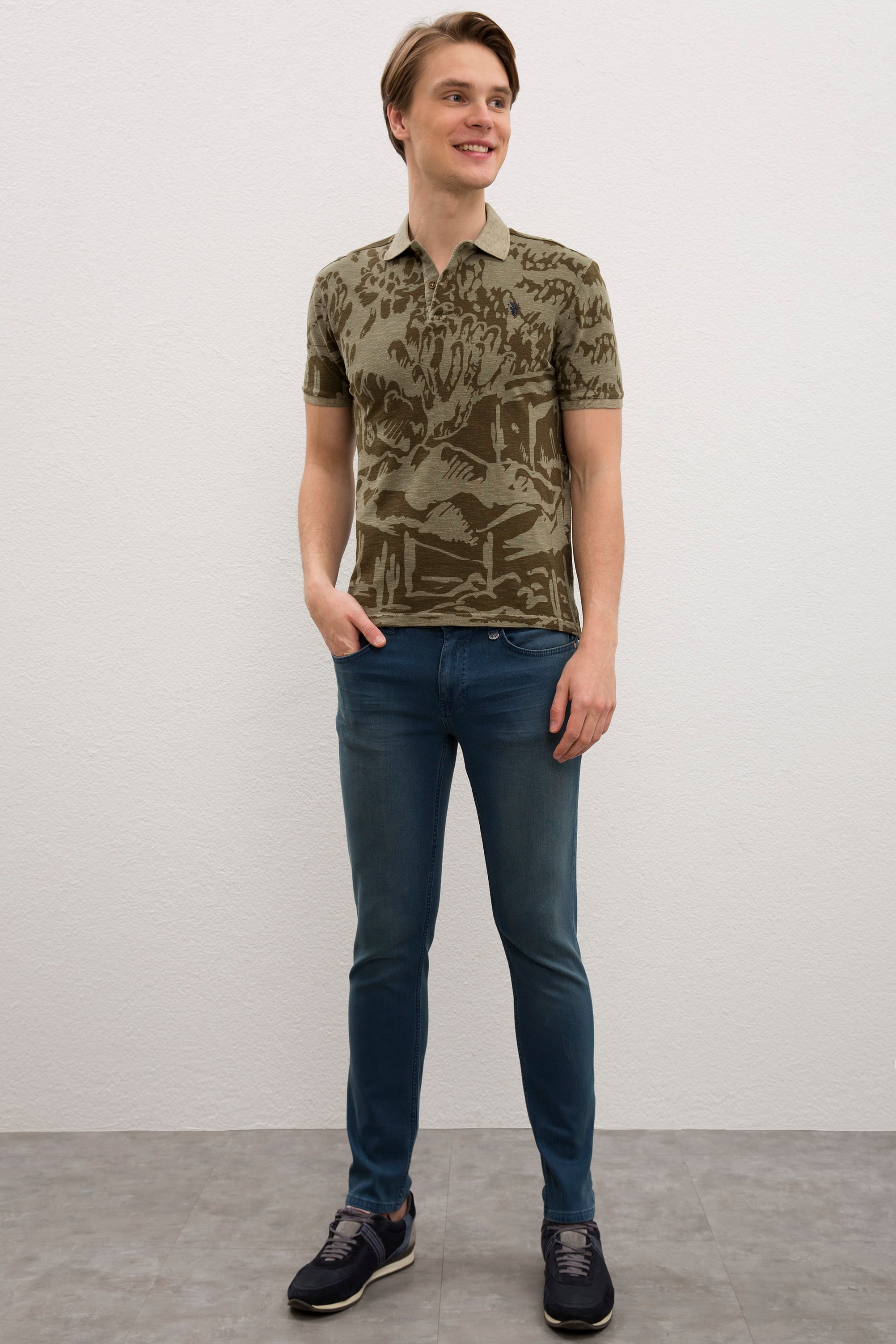 Erkek Koyu Haki Polo Yaka T-Shirt