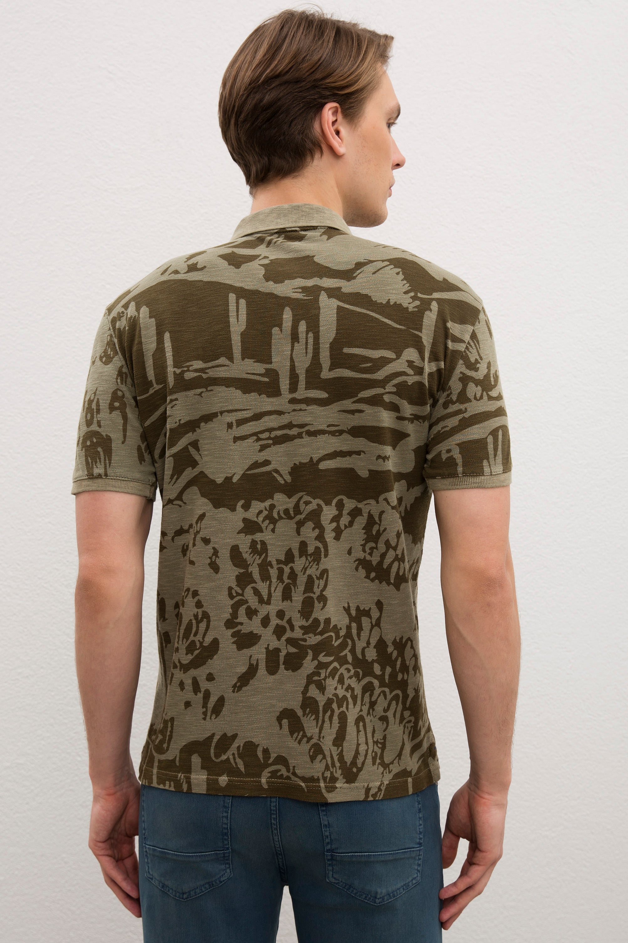 Erkek Koyu Haki Polo Yaka T-Shirt