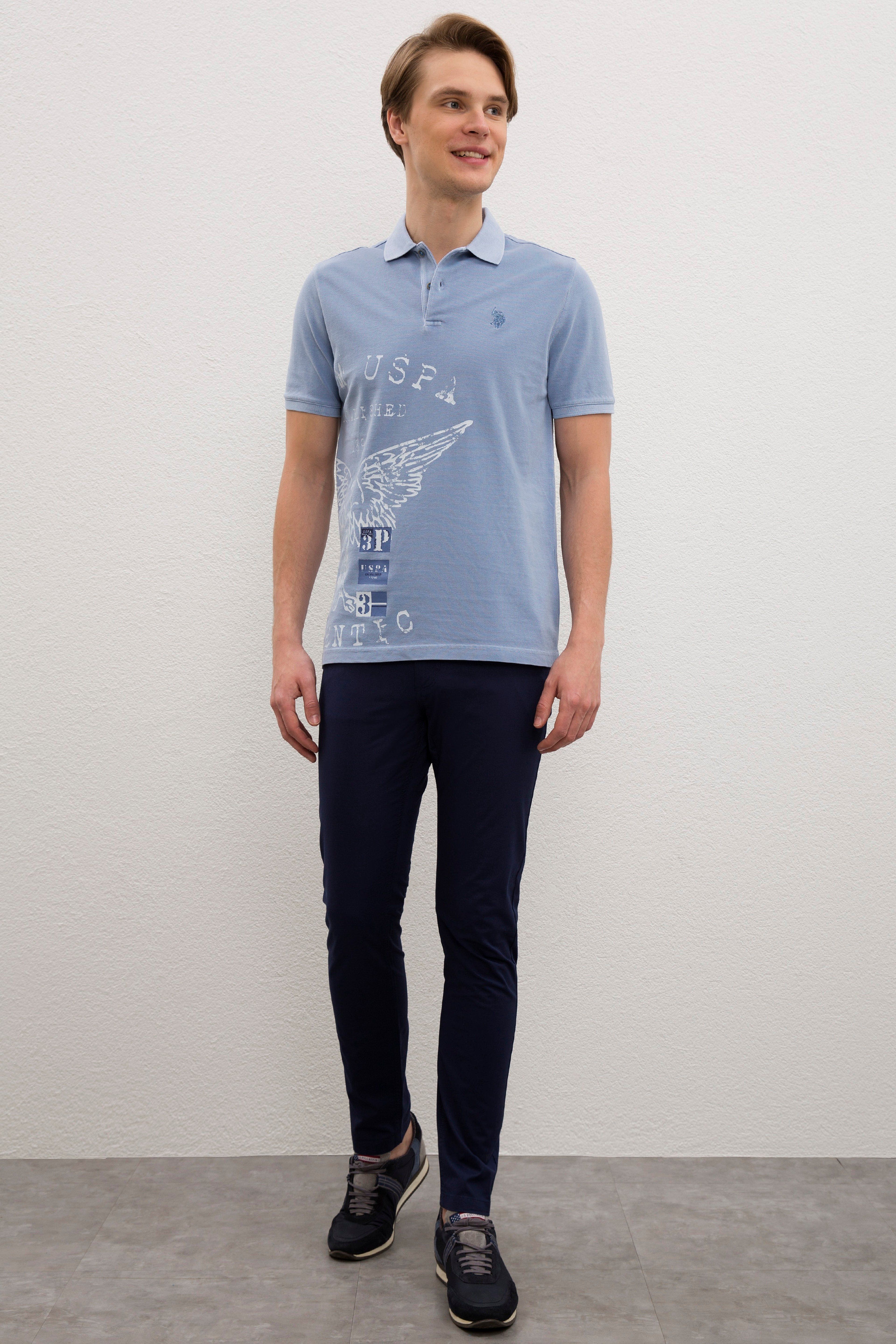 Erkek İndigo Polo Yaka T-Shirt - Image 4