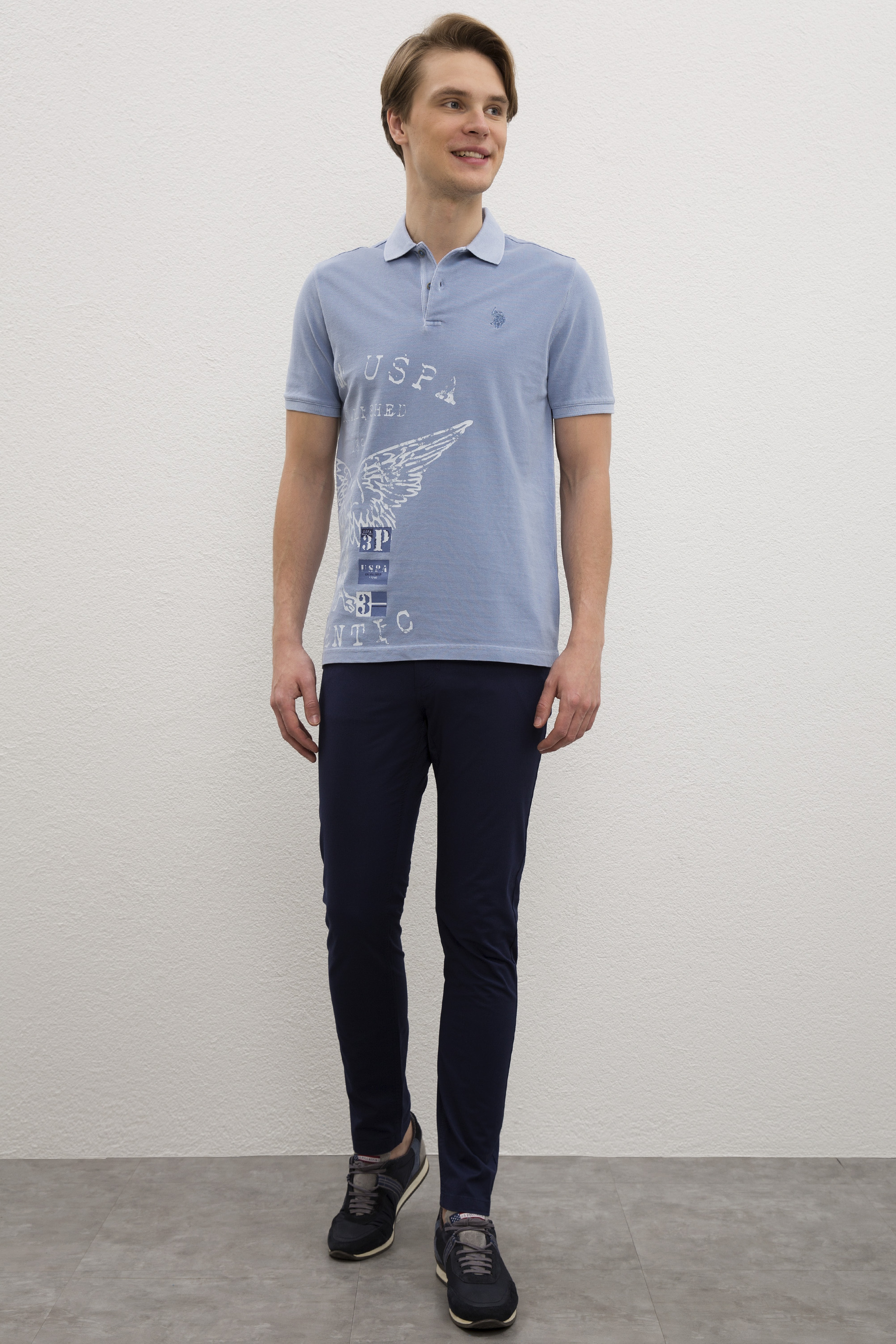 Erkek İndigo Polo Yaka T-Shirt