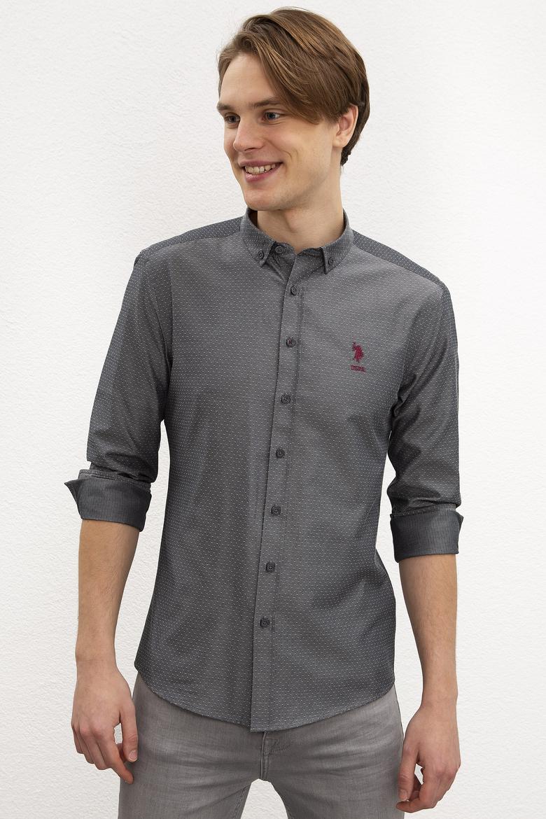 Erkek Gri Gömlek Uzunkol