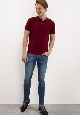 Erkek Bordo Polo Yaka T-Shirt Basic - 50217612090