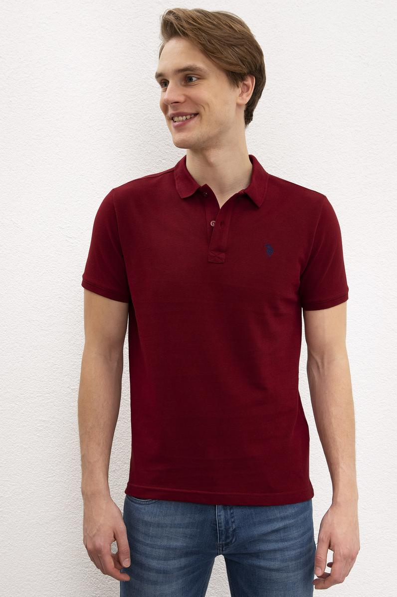 Erkek Bordo Polo Yaka T-Shirt Basic