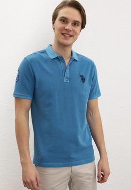 Erkek İndigo Polo Yaka T-Shirt Basic - 50199786042