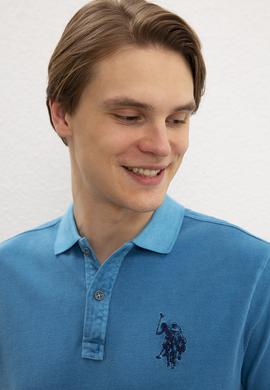 Erkek İndigo Polo Yaka T-Shirt Basic - 50199786042