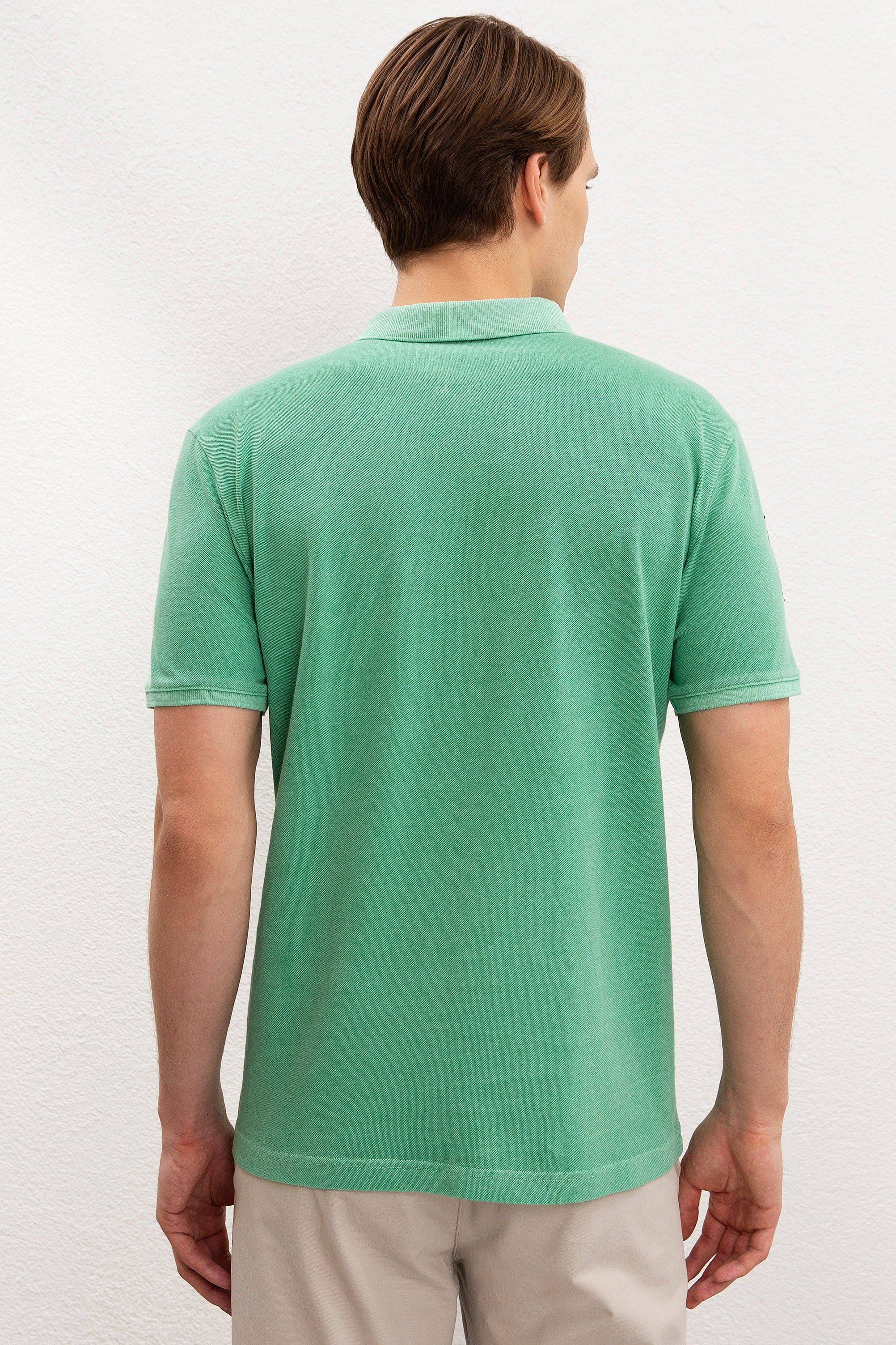 Erkek Elma Yeşili Polo Yaka T-Shirt Basic