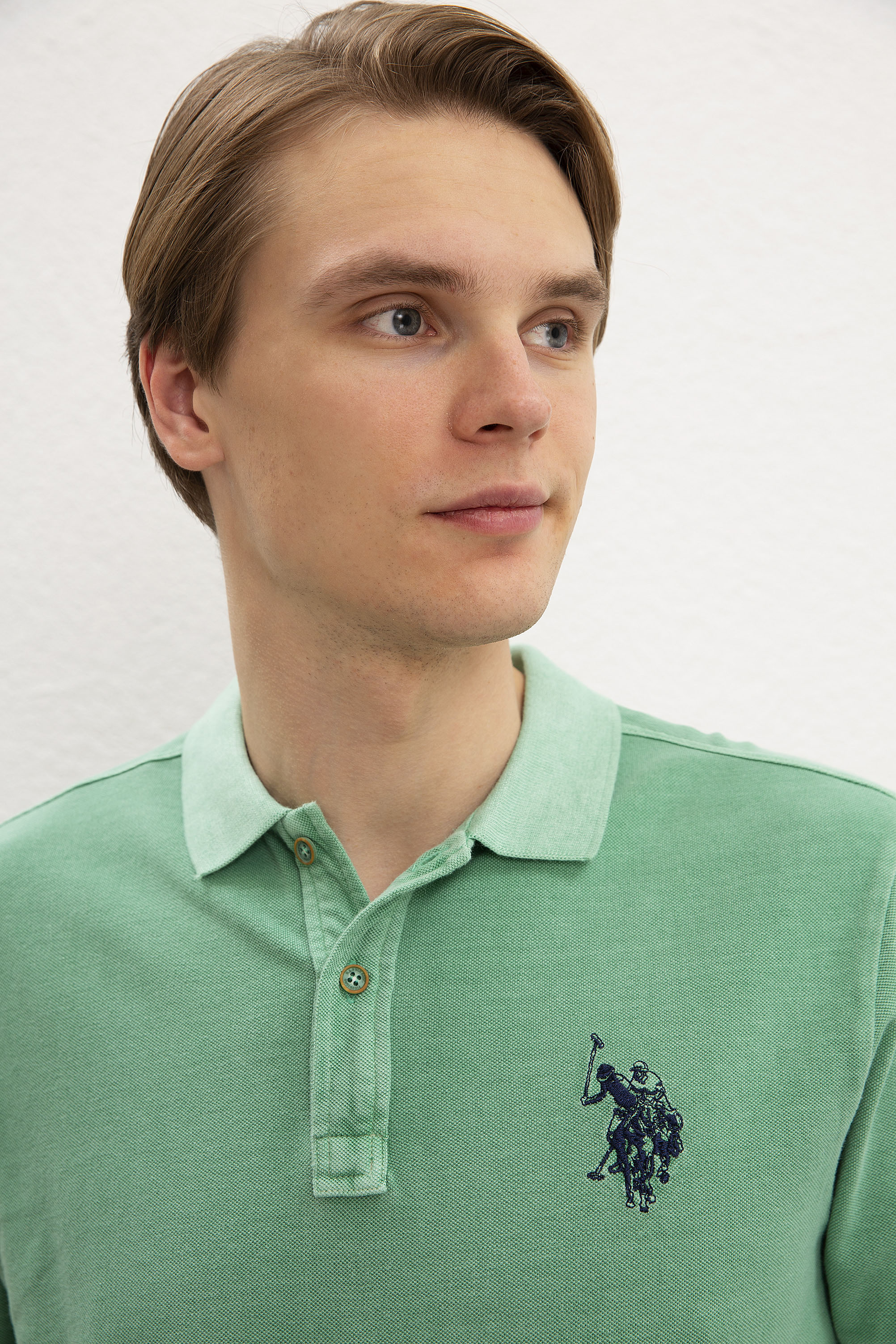 Erkek Elma Yeşili Polo Yaka T-Shirt Basic - Image 2