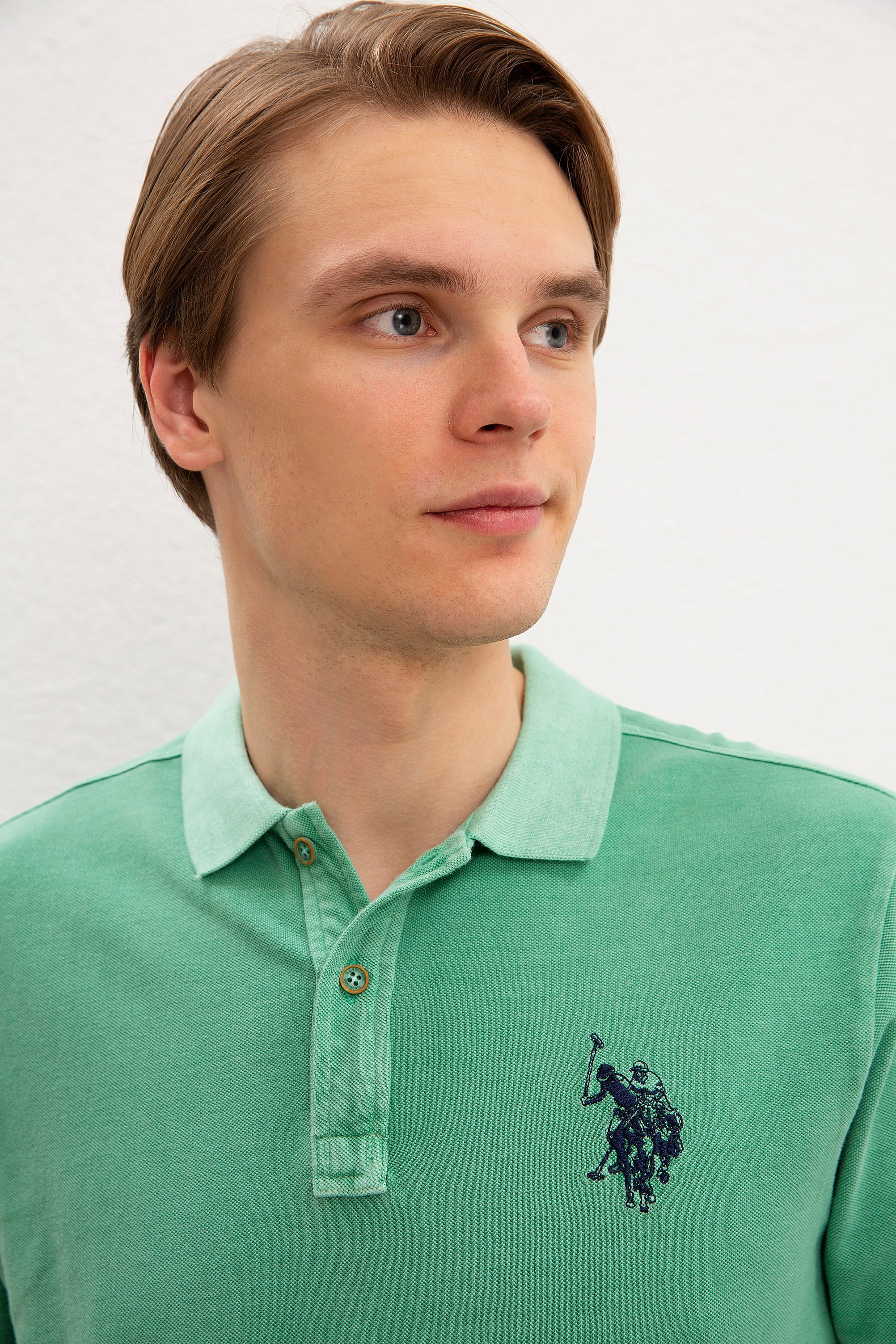 Erkek Elma Yeşili Polo Yaka T-Shirt Basic