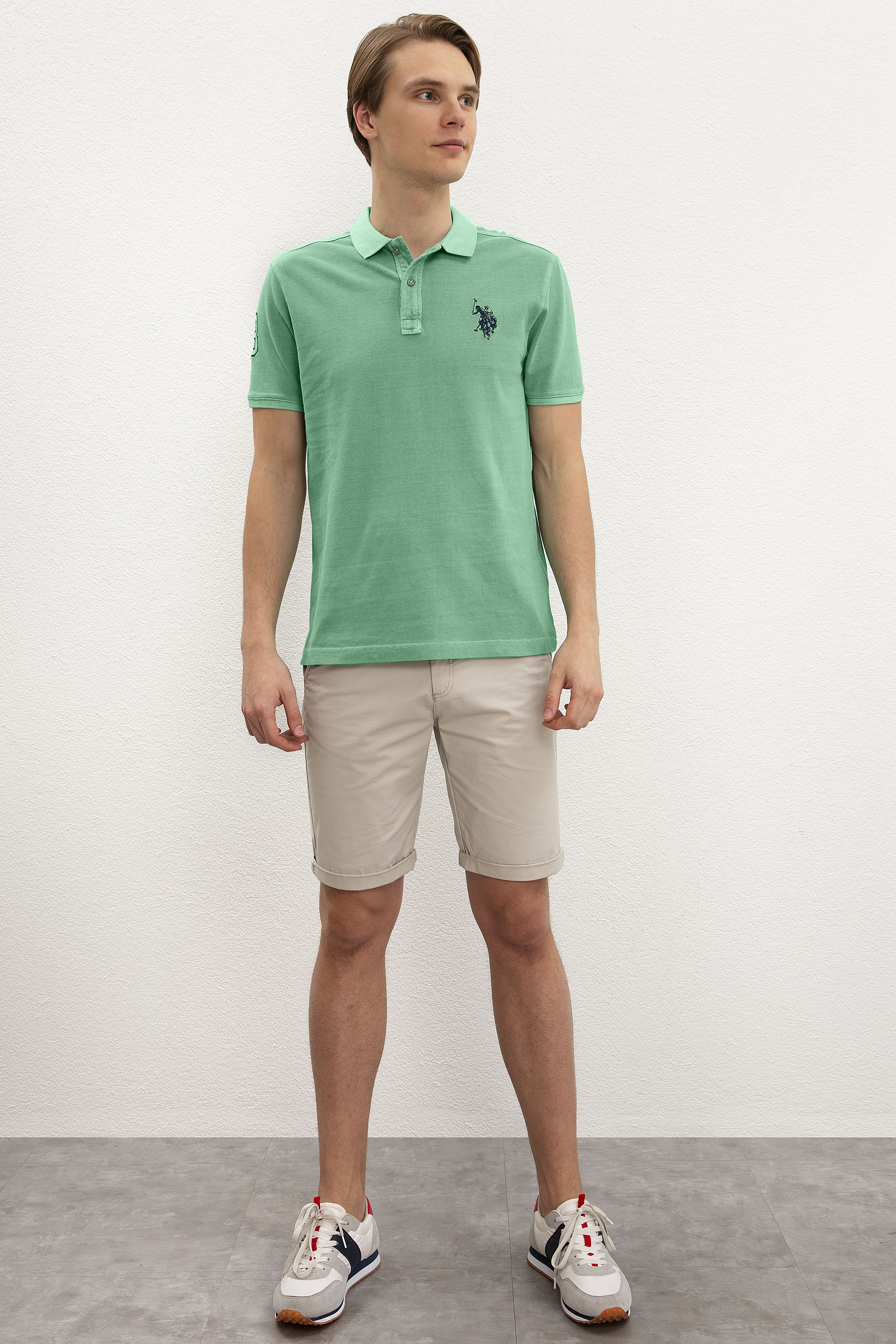 Erkek Elma Yeşili Polo Yaka T-Shirt Basic - Image 4