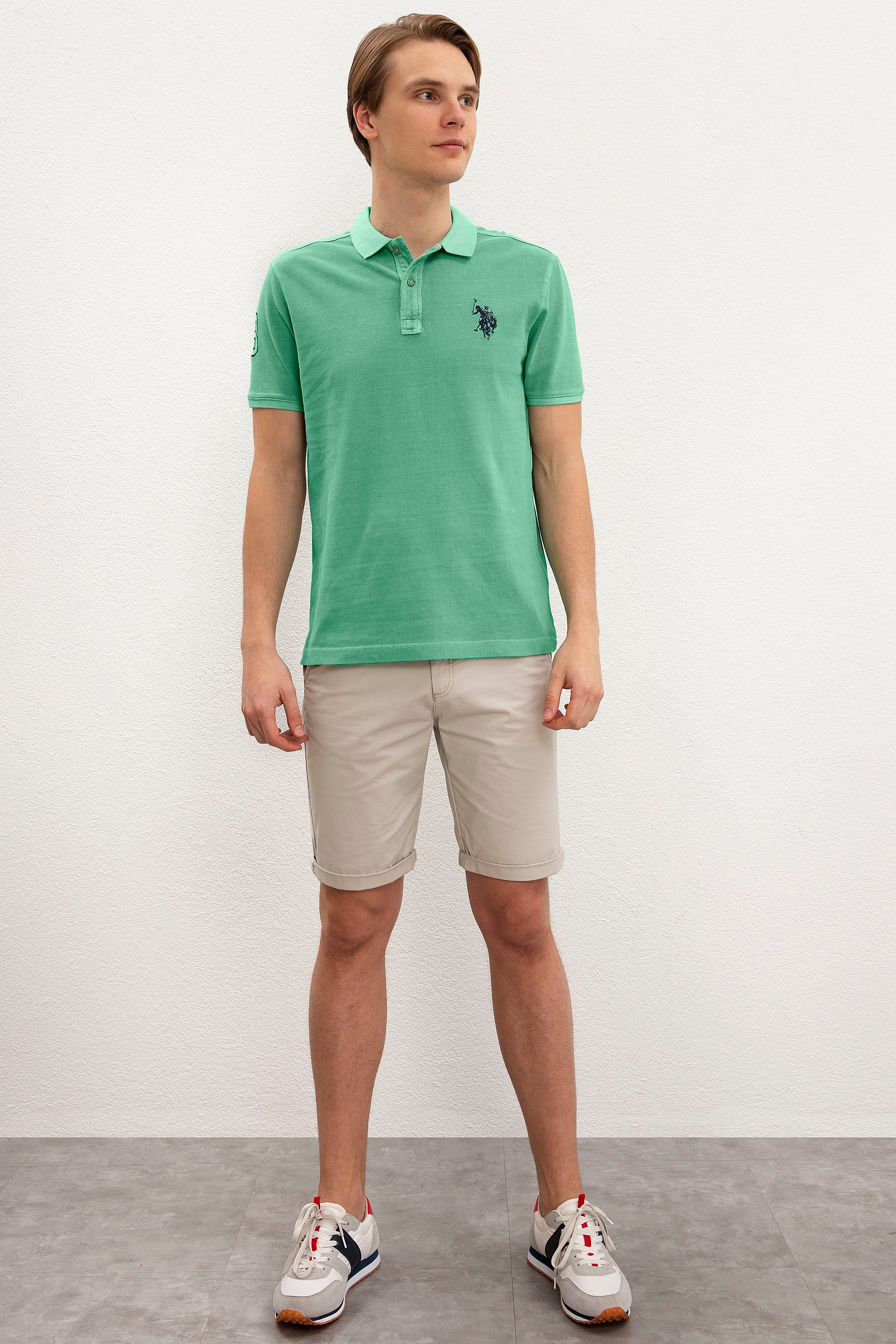 Erkek Elma Yeşili Polo Yaka T-Shirt Basic