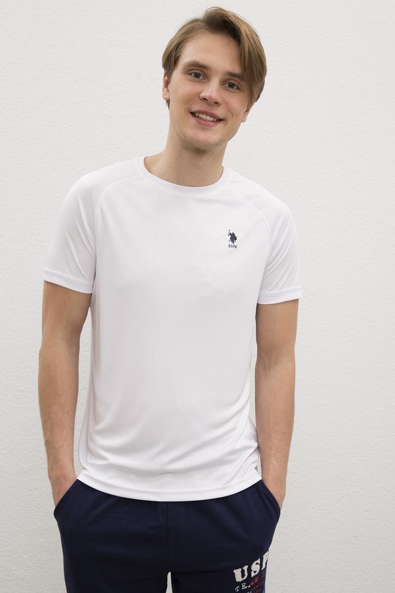 Erkek Beyaz Bisiklet Yaka T-Shirt